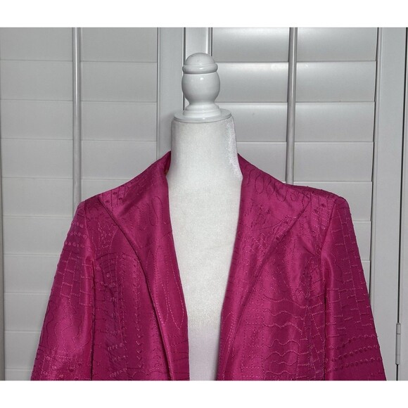Coldwater Creek Women Size M Pink Textured Silk Jacket Blazer Lined Retro Formal - Picture 2 of 11
